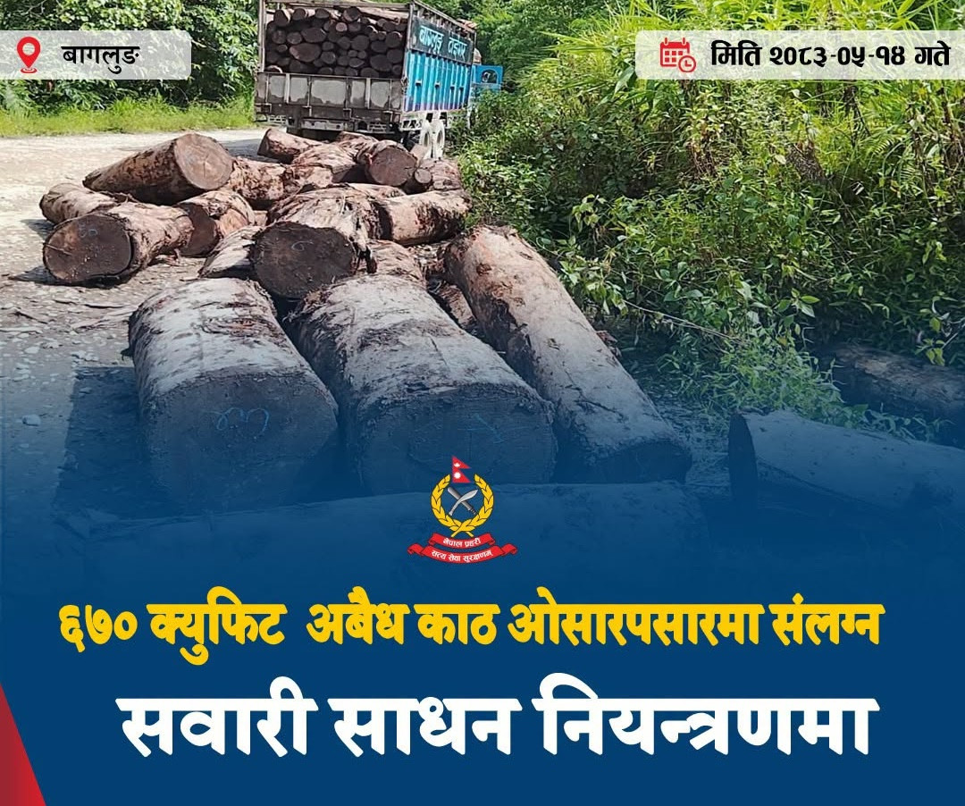 अवैध काठ ओसारपसार गरिरहेको ट्रक नियन्त्रणमा