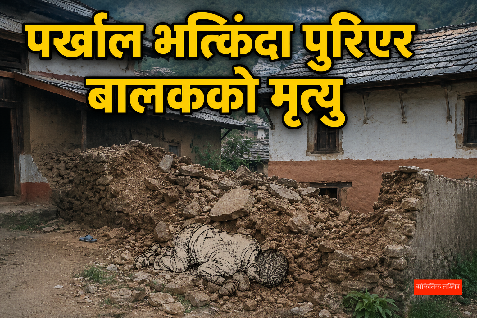 घरको पर्खाल भत्किँदा एक बालकको मृत्यु
